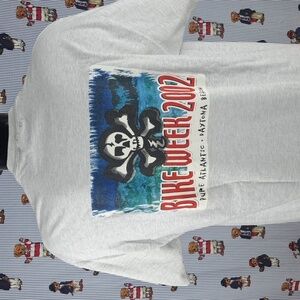 Y2K Vintage Bike Week spell out skull logo graphic XL Heather Grey t-shirt
